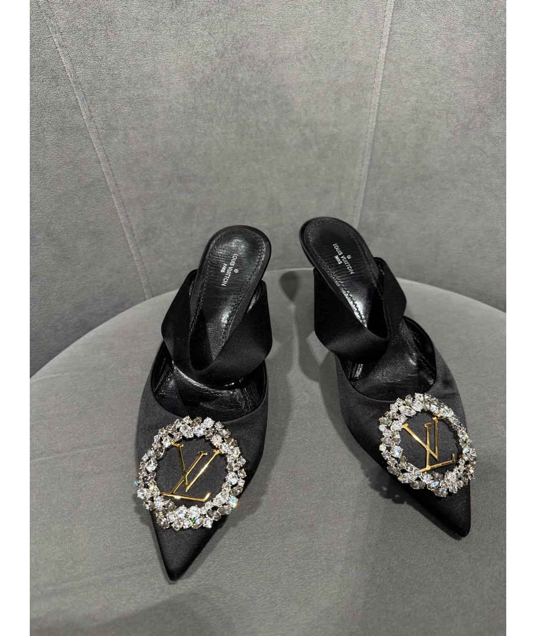 LOUIS VUITTON Черные текстильные босоножки, фото 4