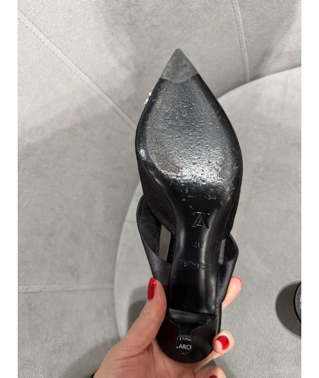 LOUIS VUITTON Черные текстильные босоножки, фото 8