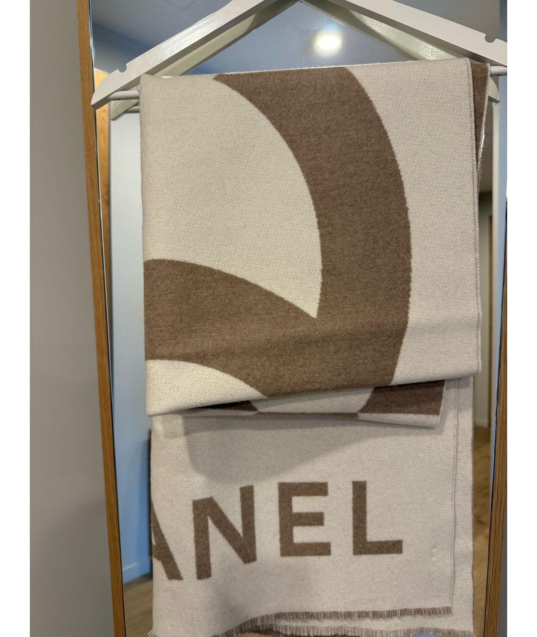 CHANEL Бежевый кашемировый платок, фото 8