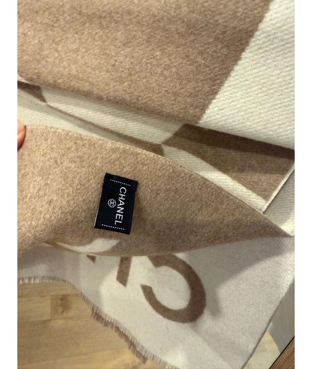 CHANEL Бежевый кашемировый платок, фото 2