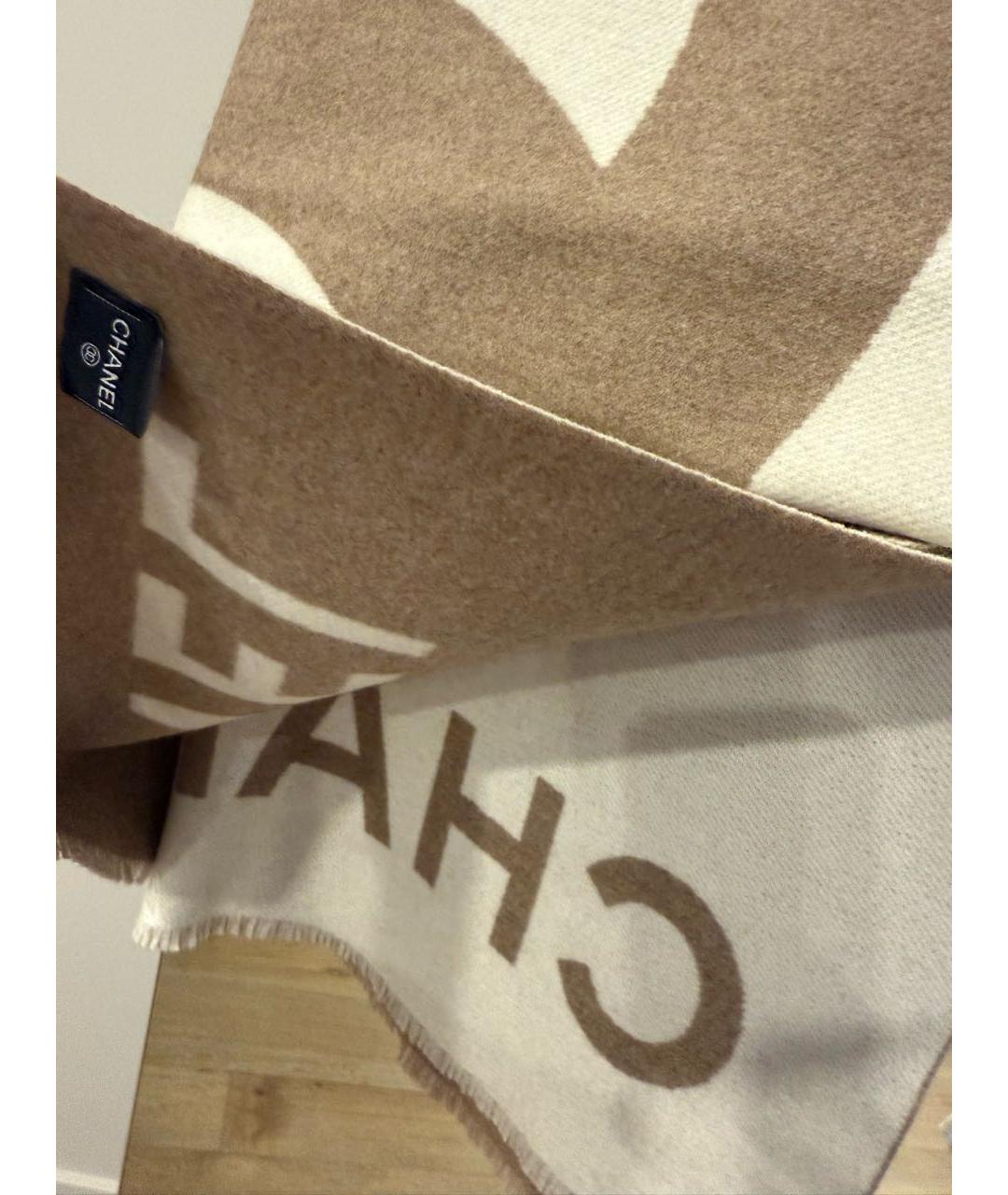 CHANEL Бежевый кашемировый платок, фото 6
