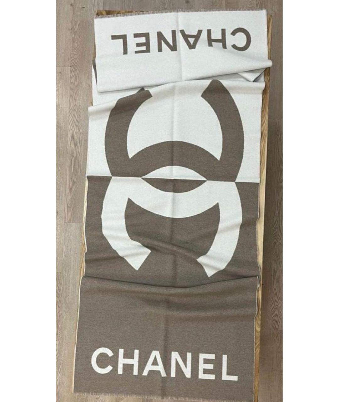 CHANEL Бежевый кашемировый платок, фото 3