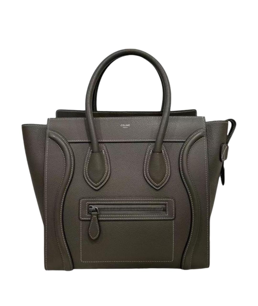 CELINE Серая кожаная сумка с короткими ручками, фото 1