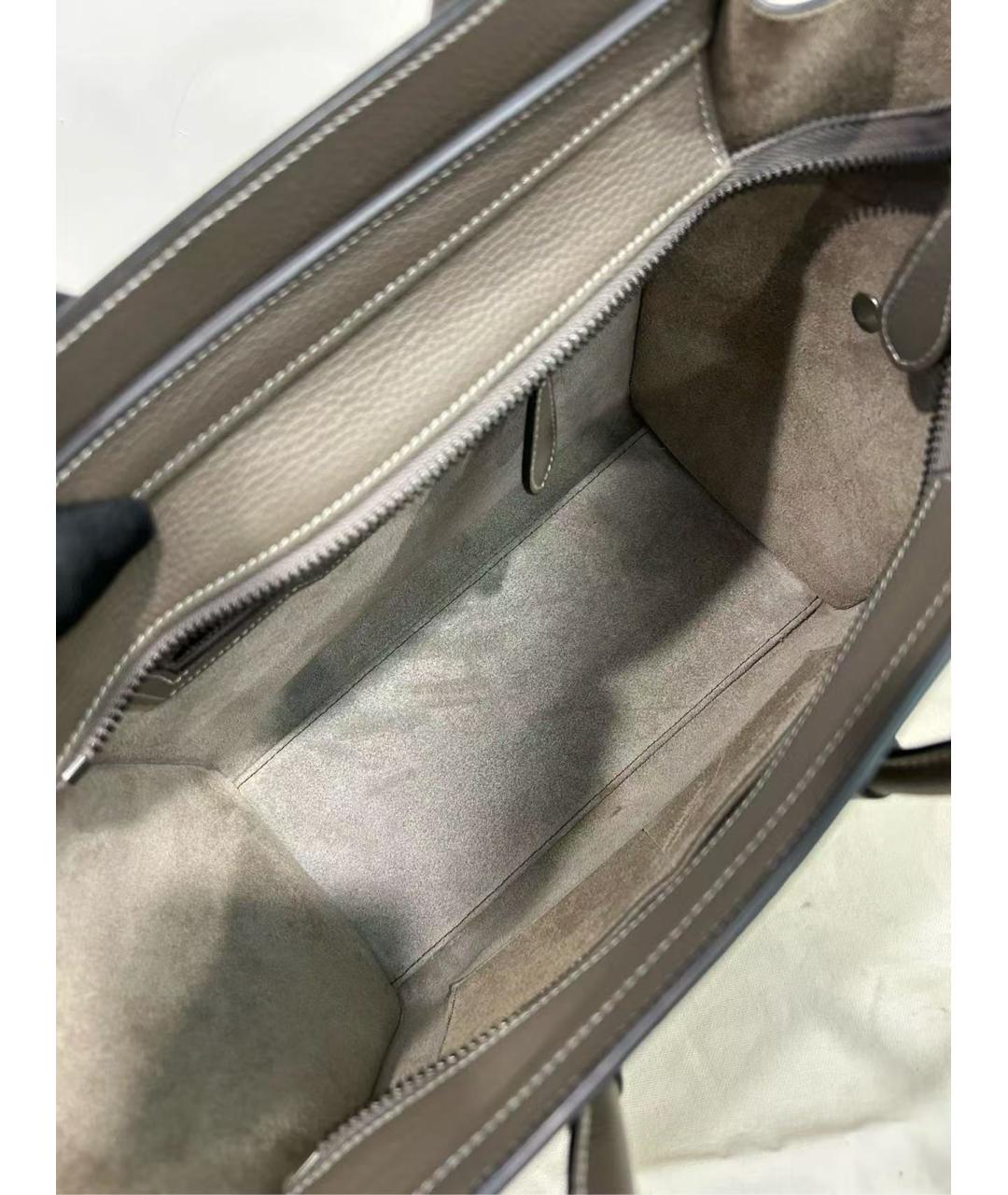 CELINE Серая кожаная сумка с короткими ручками, фото 6