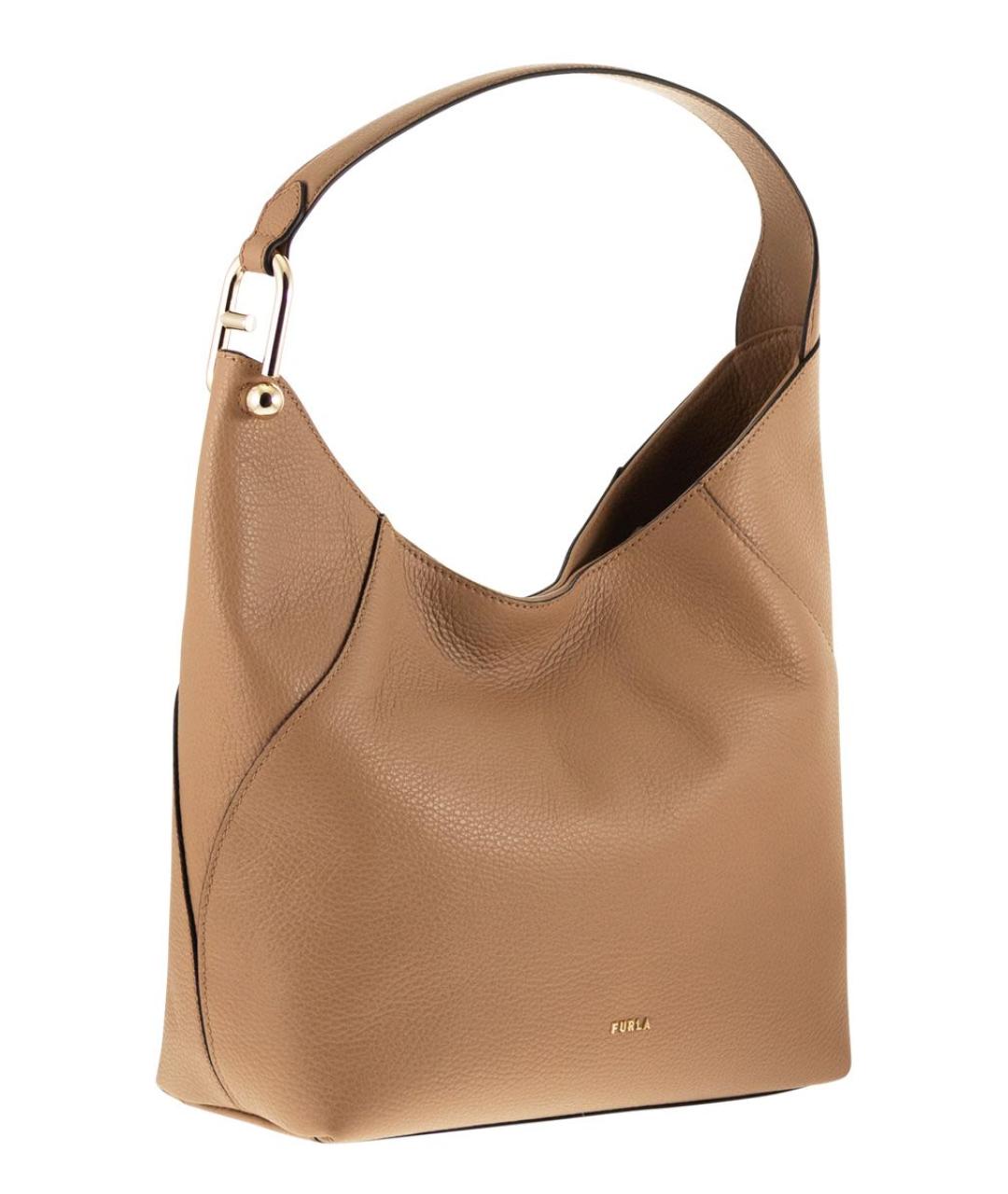 FURLA Бежевая кожаная сумка через плечо, фото 4