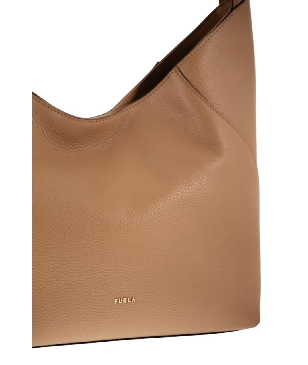 FURLA Бежевая кожаная сумка через плечо, фото 5