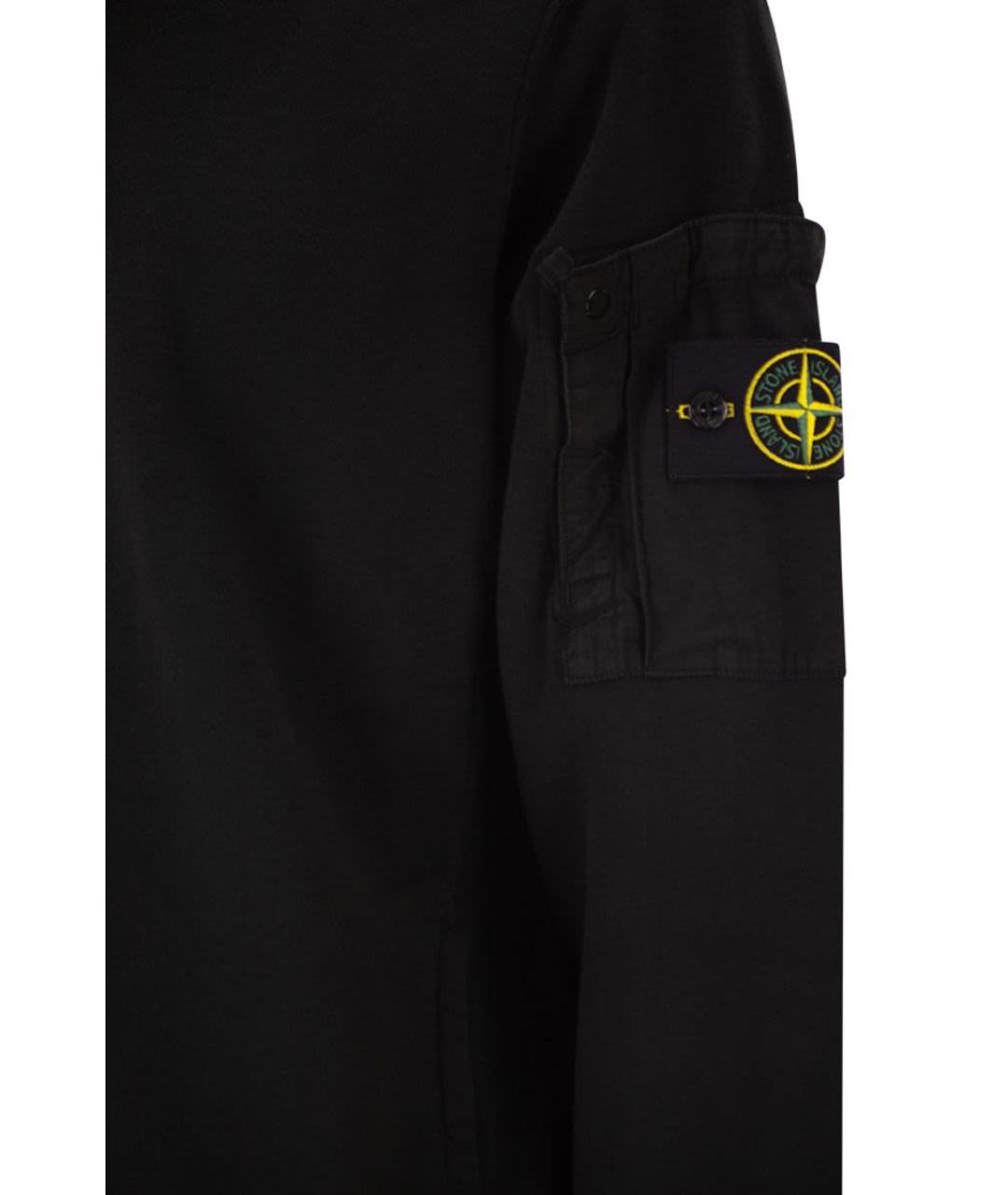 STONE ISLAND Черный хлопковый джемпер / свитер, фото 4
