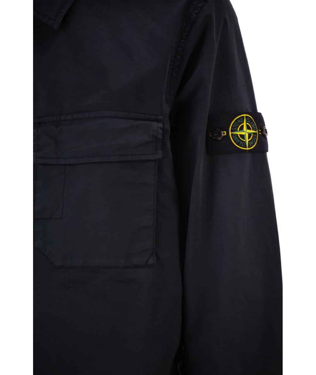 STONE ISLAND Темно-синяя хлопковая кэжуал рубашка, фото 4
