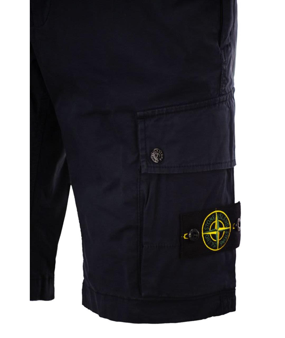 STONE ISLAND Темно-синие хлопковые шорты, фото 4