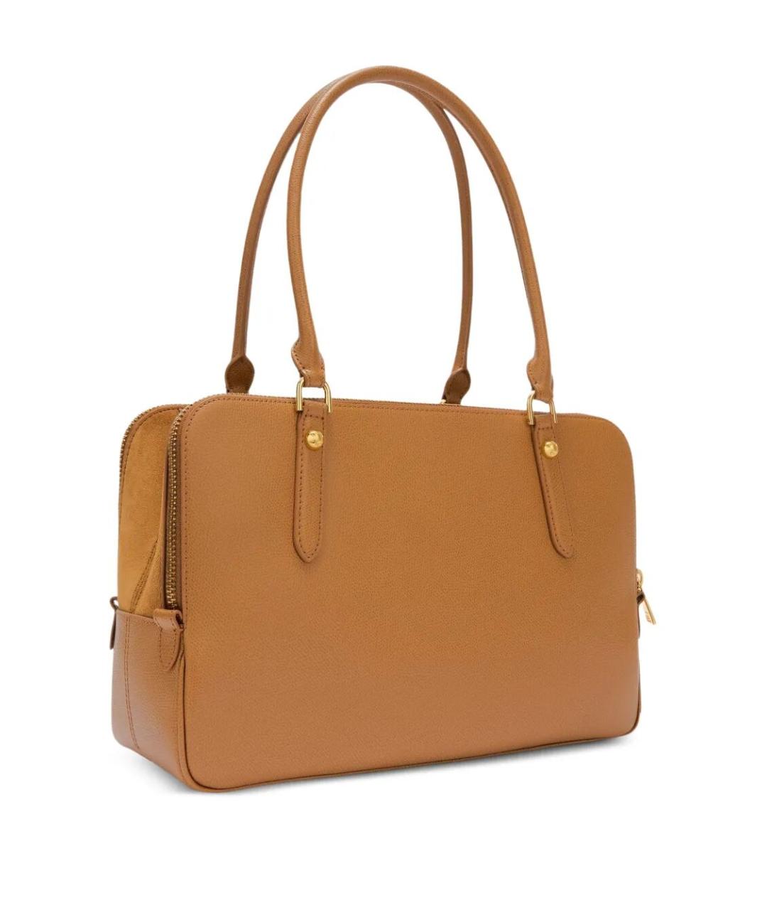 FURLA Коричневая кожаная сумка с короткими ручками, фото 5