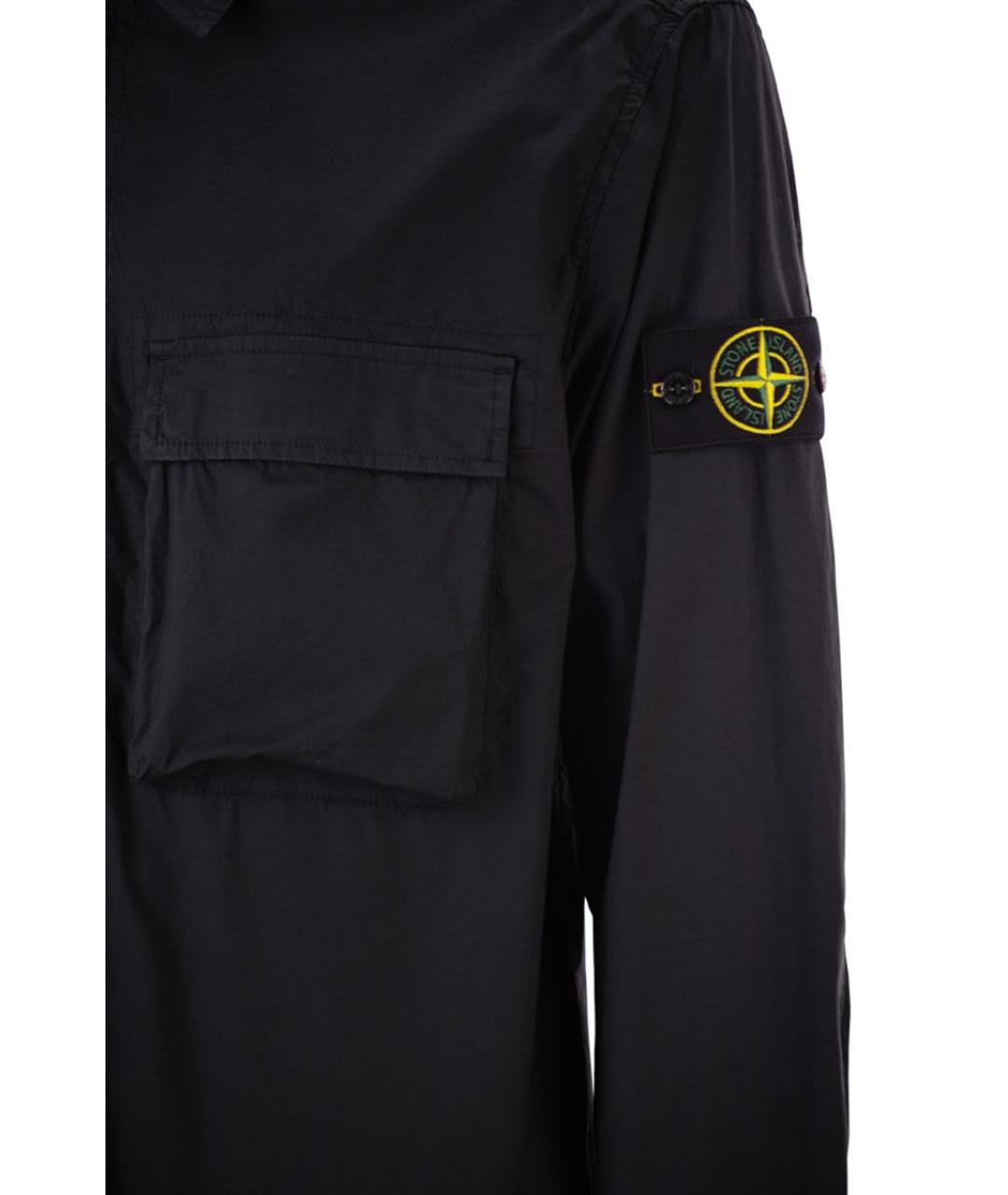 STONE ISLAND Темно-синяя хлопковая кэжуал рубашка, фото 4