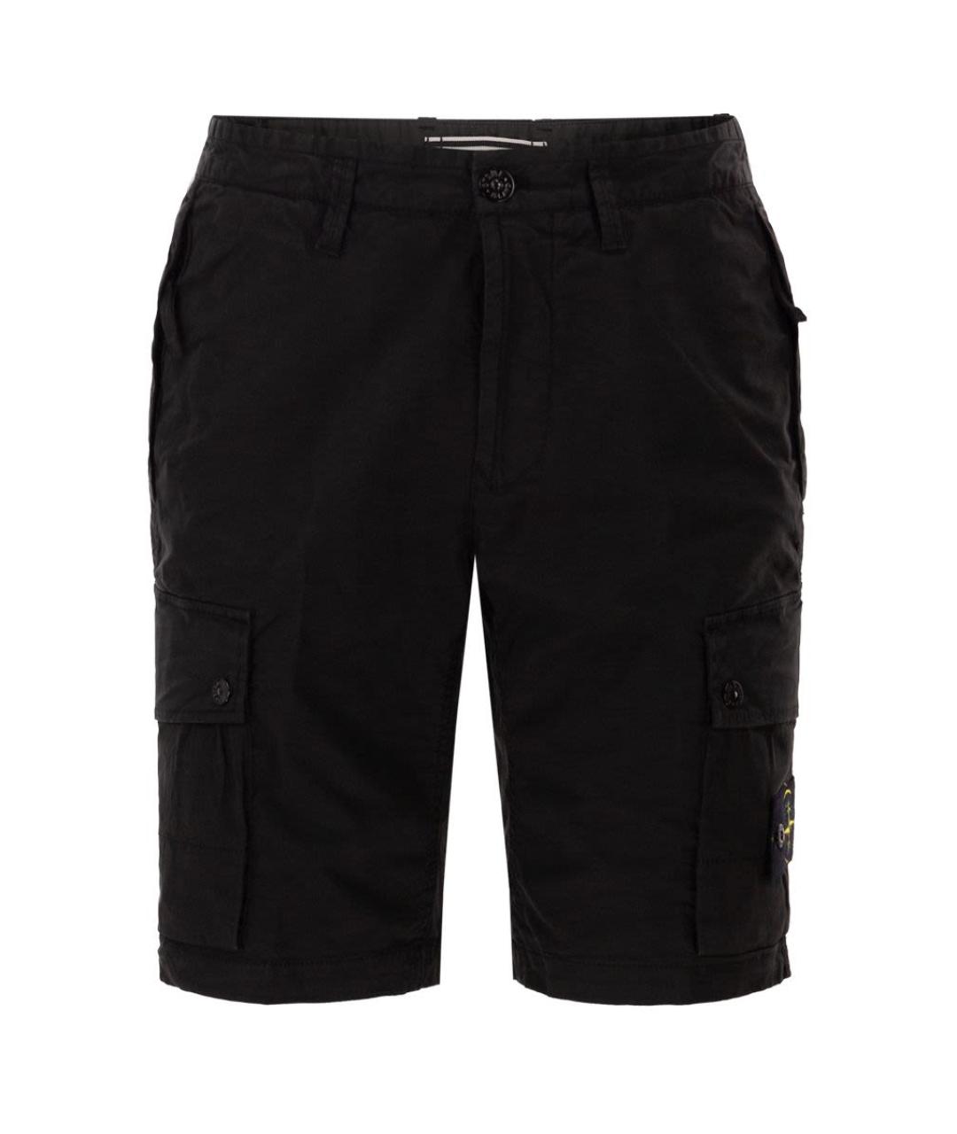 STONE ISLAND Черные хлопковые шорты, фото 1