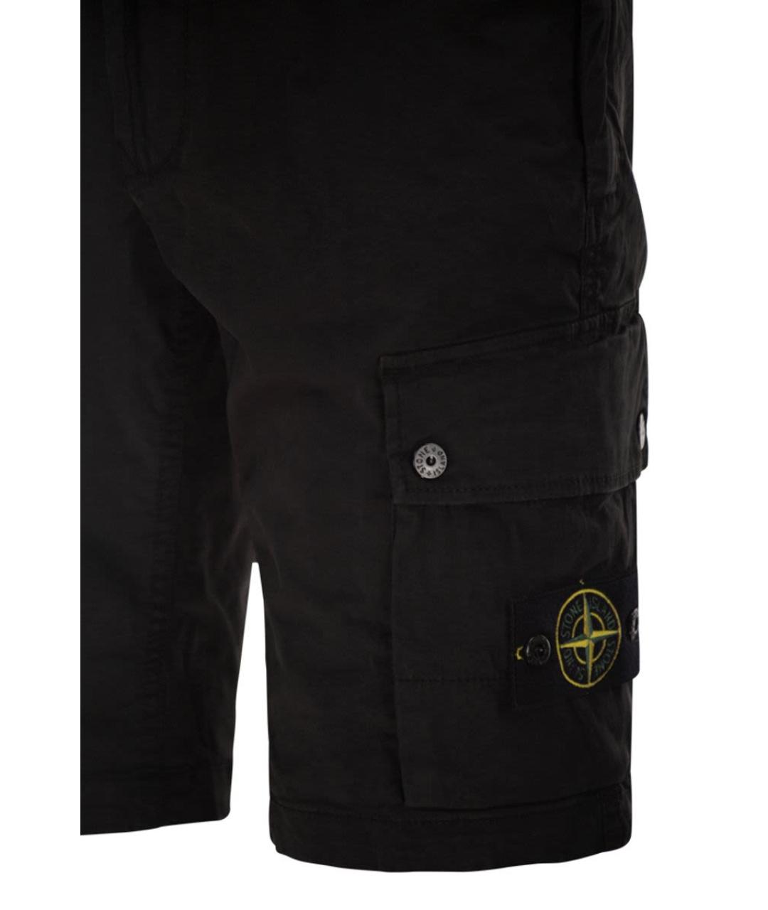 STONE ISLAND Черные хлопковые шорты, фото 4