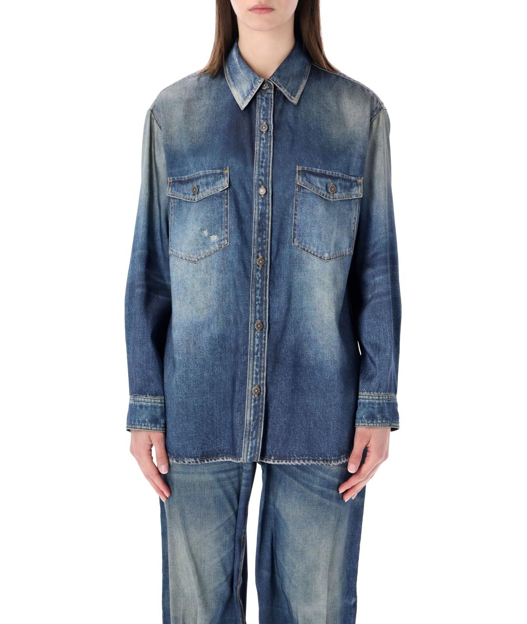 GOLDEN GOOSE DELUXE BRAND Синяя полиэстеровая рубашка, фото 2