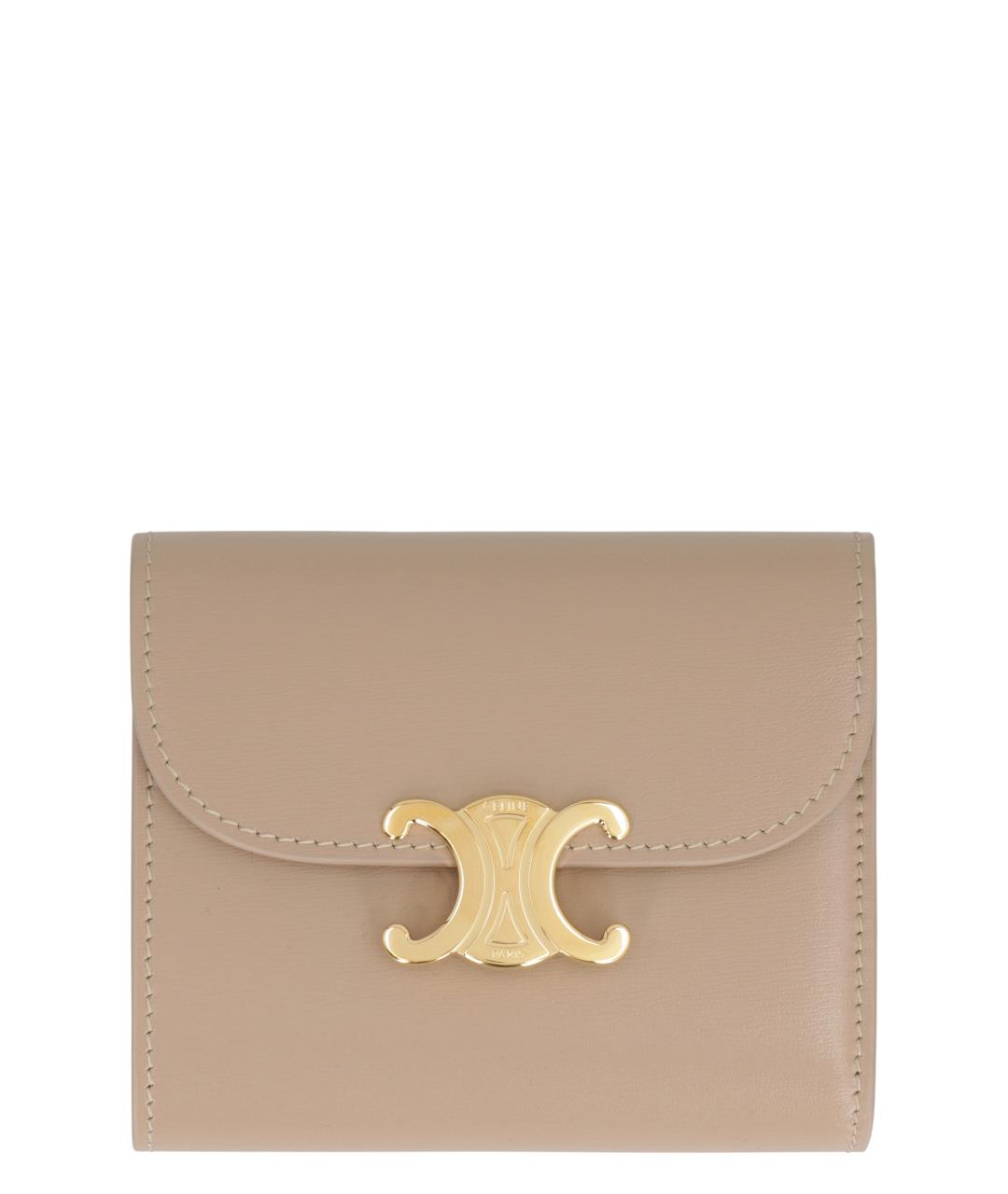 CELINE Бежевый кожаный кошелек, фото 2