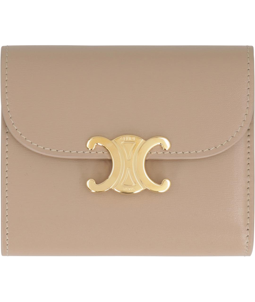 CELINE Бежевый кожаный кошелек, фото 1