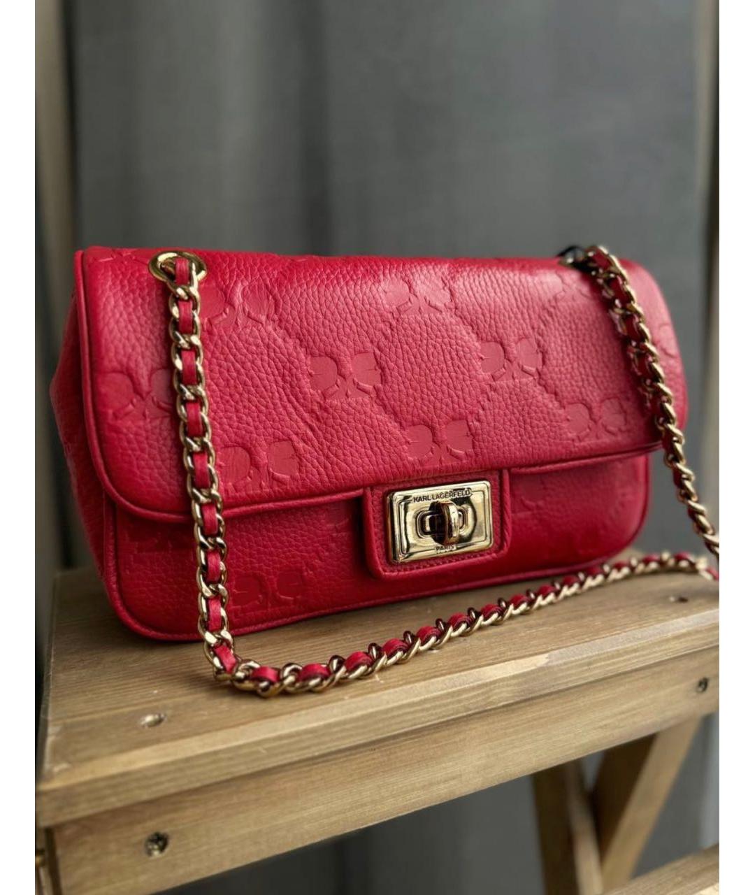 KARL LAGERFELD Красная кожаная сумка через плечо, фото 5