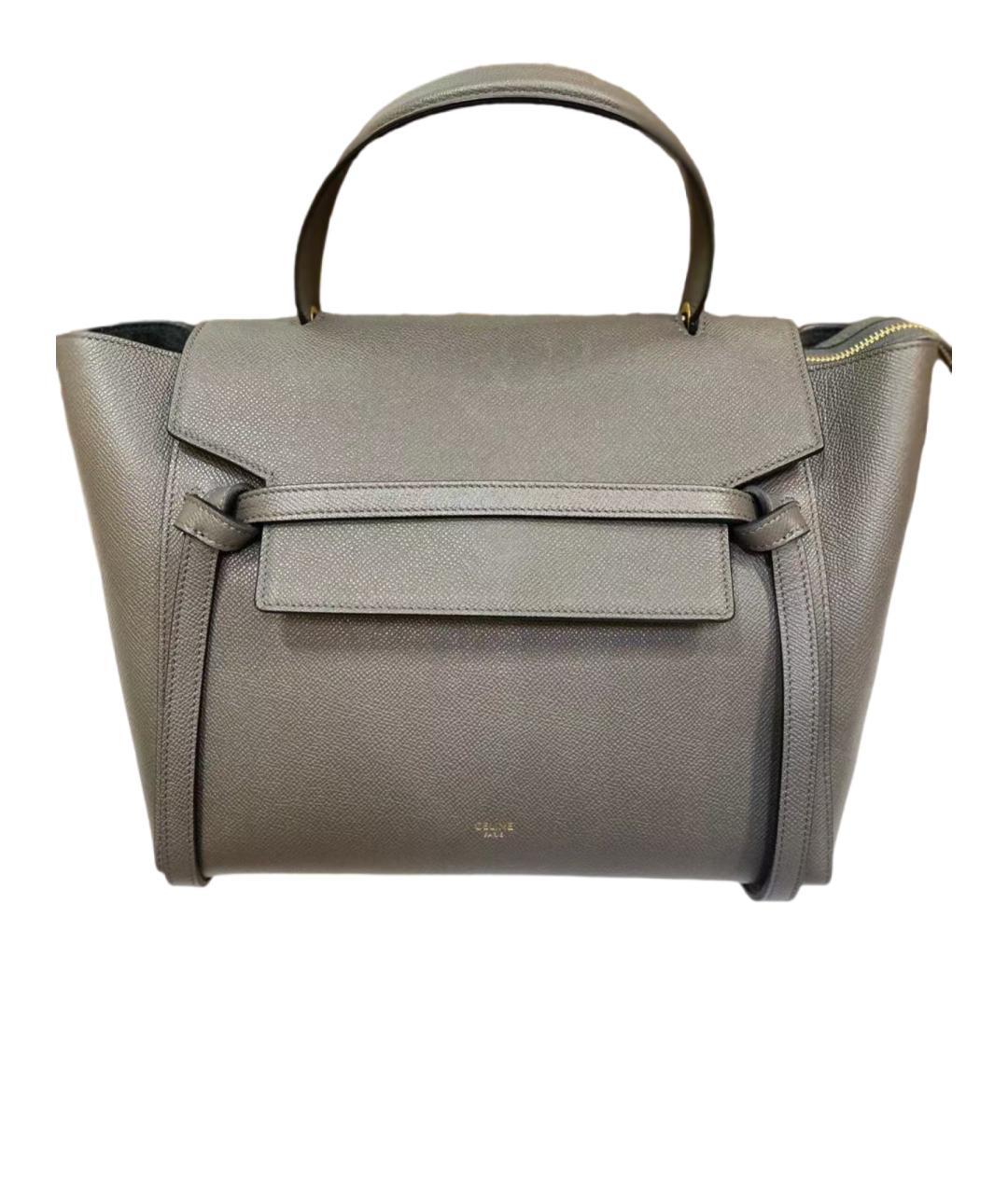 CELINE Серая кожаная сумка через плечо, фото 8