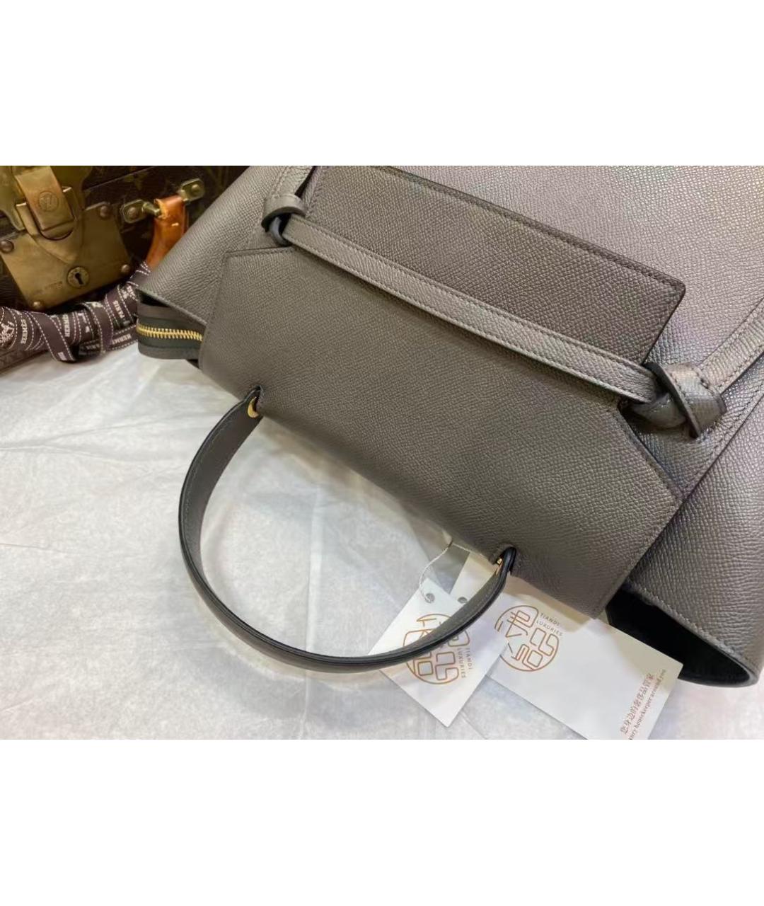 CELINE Серая кожаная сумка через плечо, фото 6