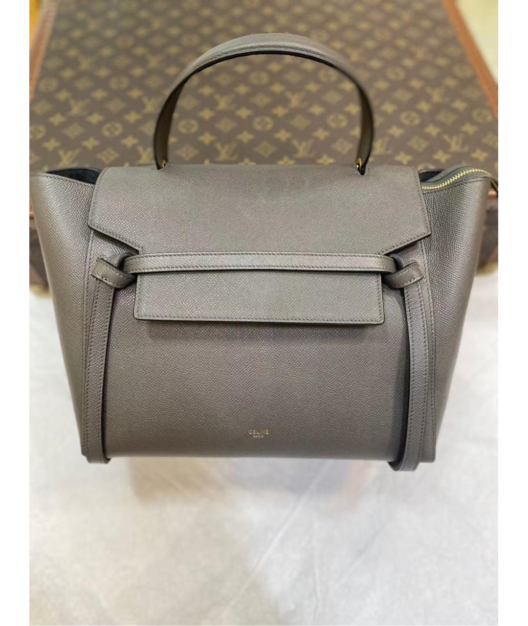 CELINE Серая кожаная сумка через плечо, фото 3