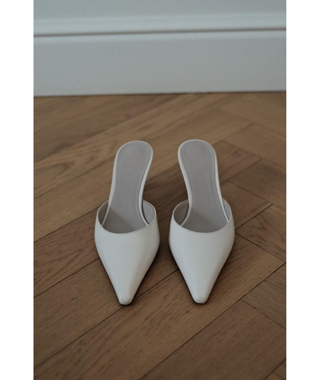 THE ROW Белые кожаные мюли, фото 3