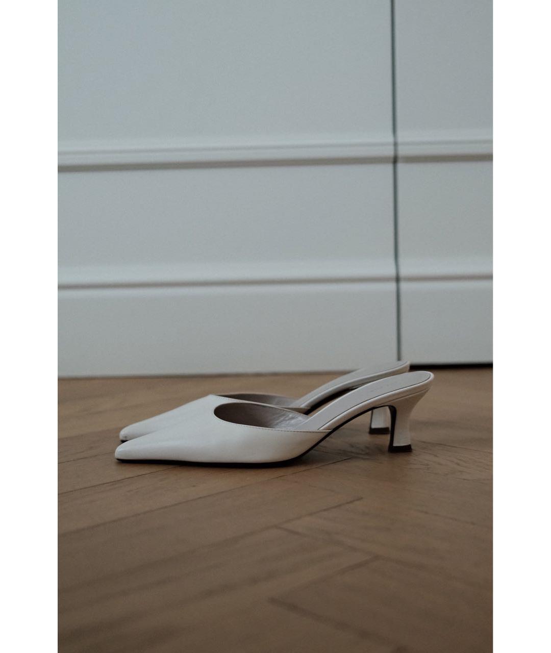 THE ROW Белые кожаные мюли, фото 7