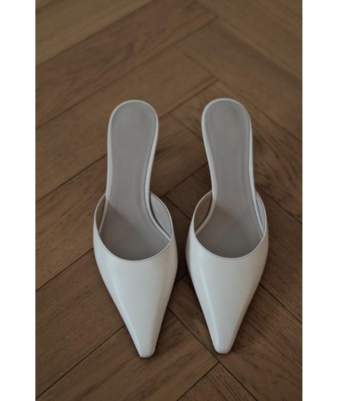 THE ROW Белые кожаные мюли, фото 2