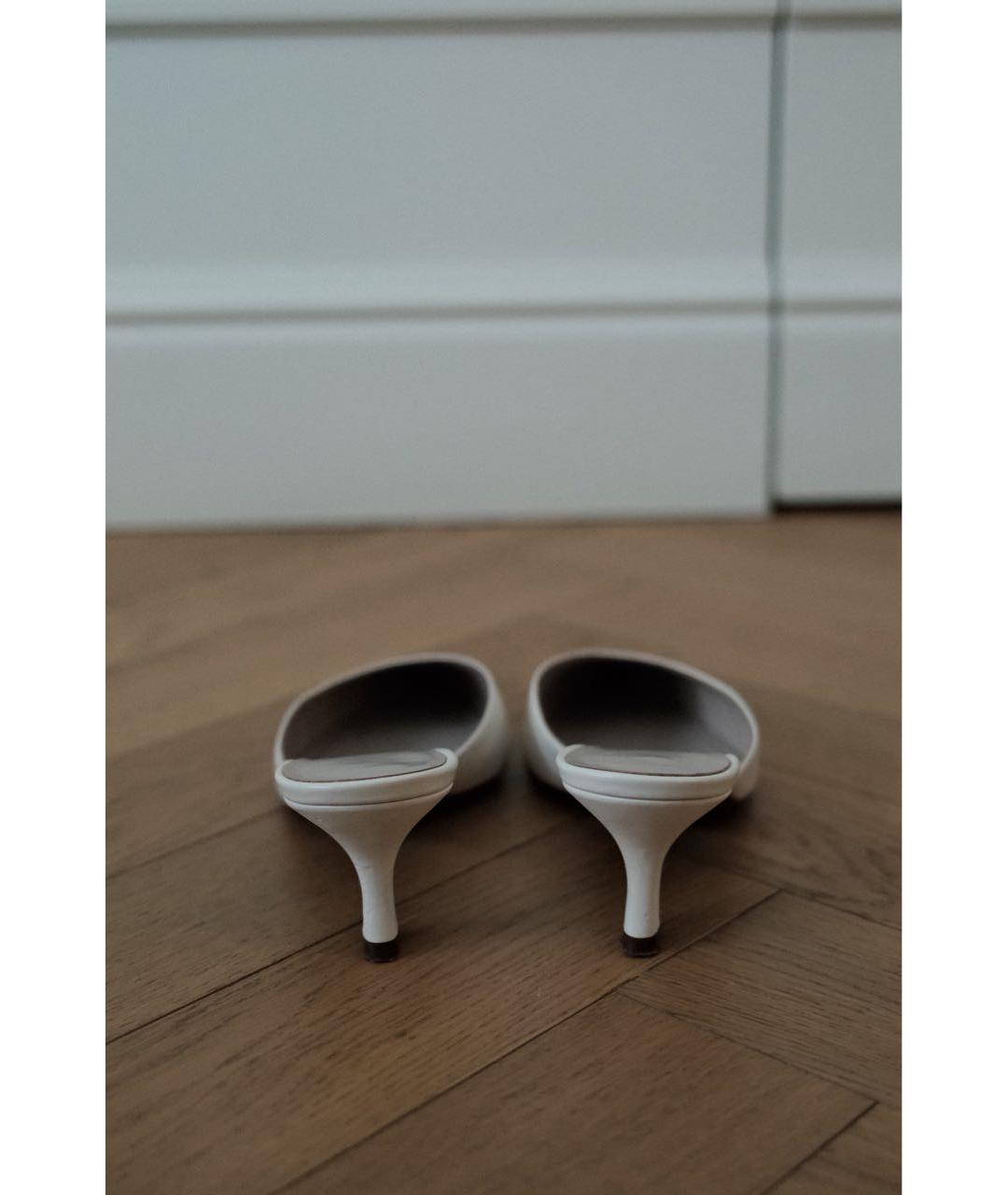 THE ROW Белые кожаные мюли, фото 4