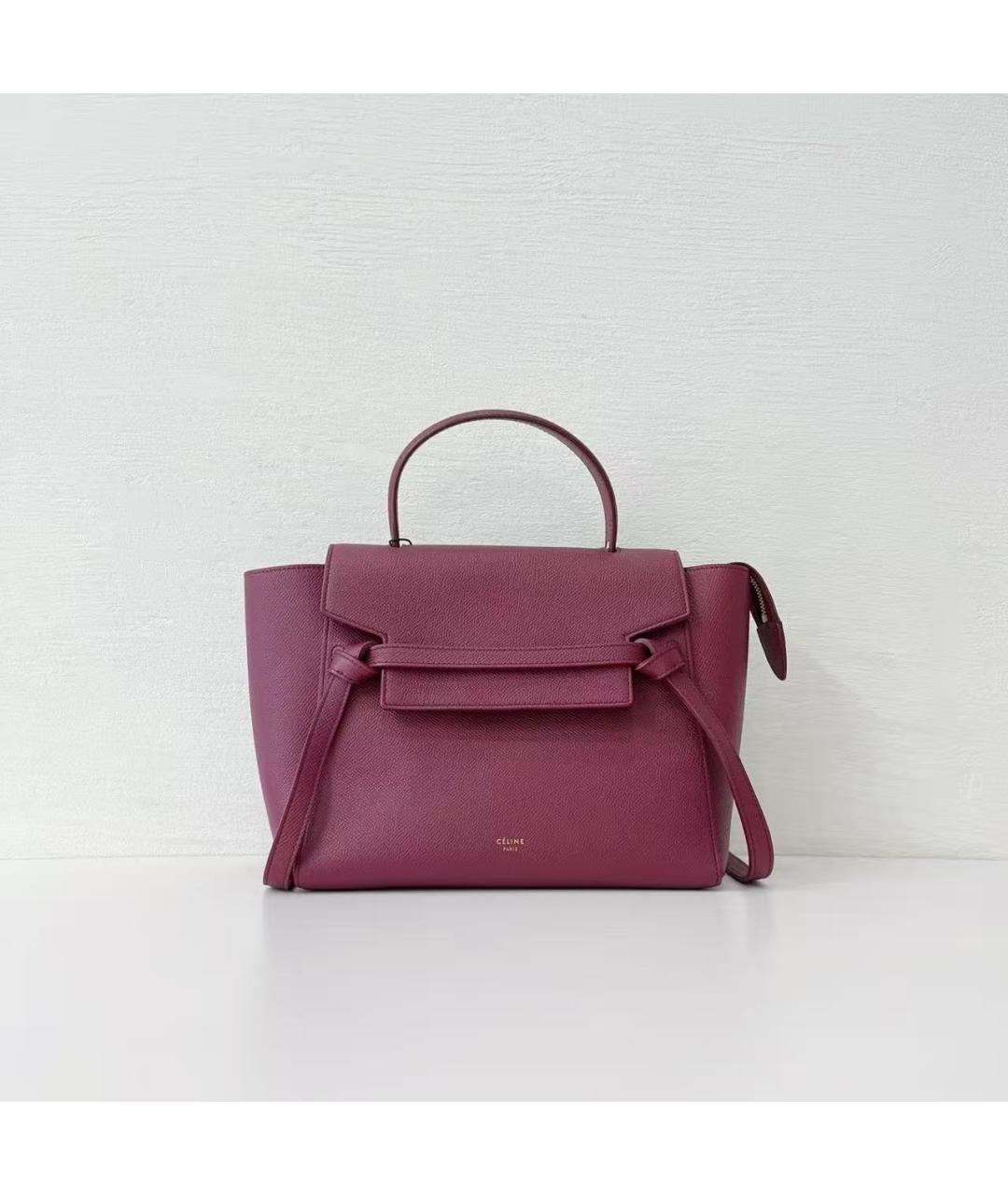 CELINE Бордовая кожаная сумка через плечо, фото 3
