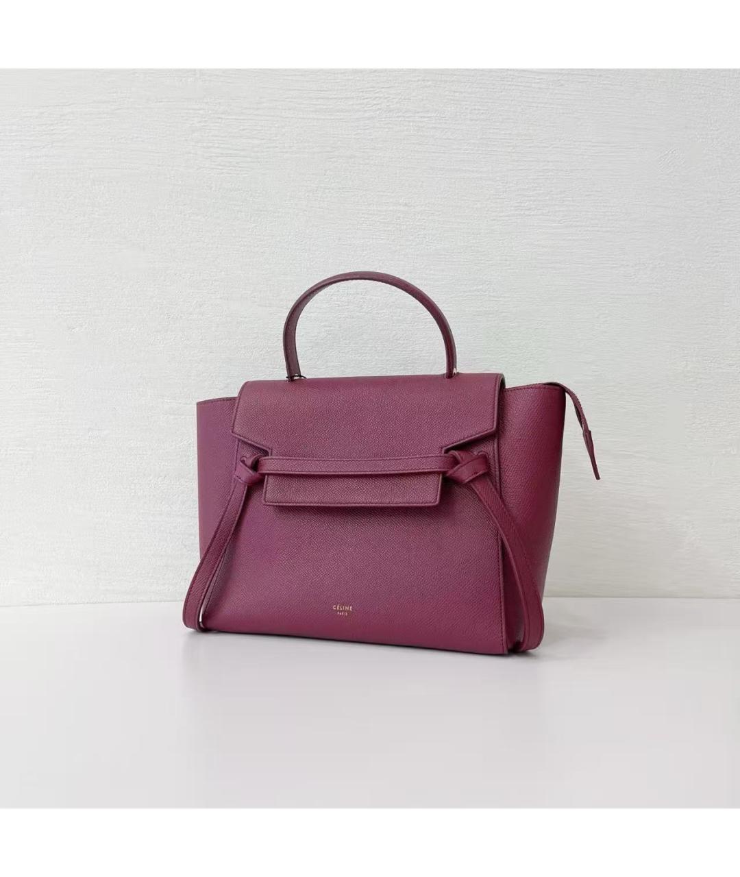 CELINE Бордовая кожаная сумка через плечо, фото 6