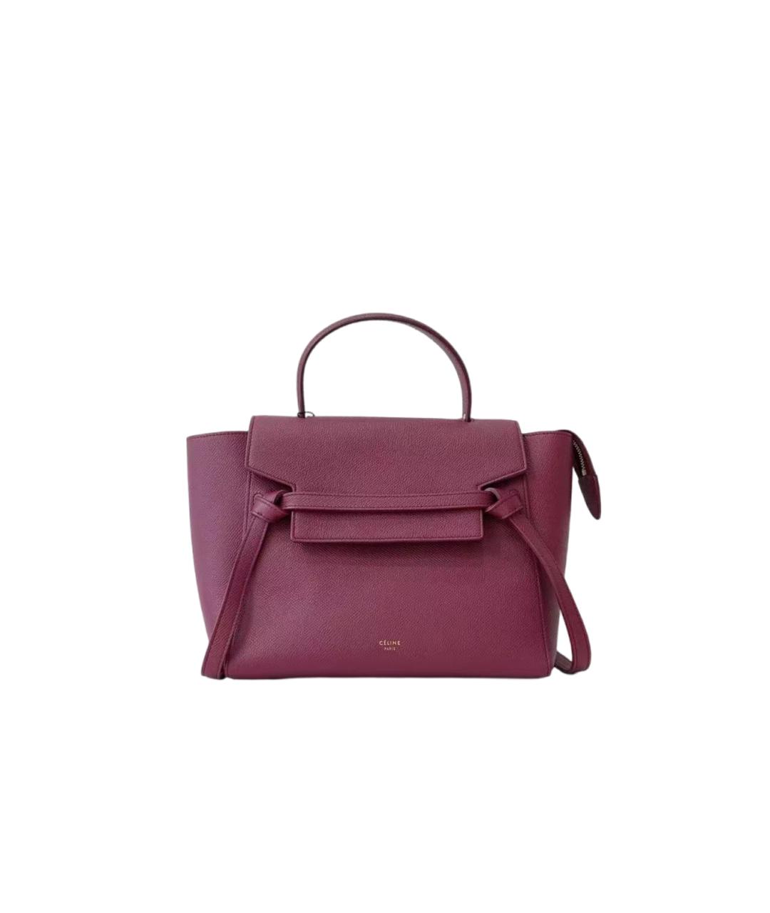 CELINE Бордовая кожаная сумка через плечо, фото 8