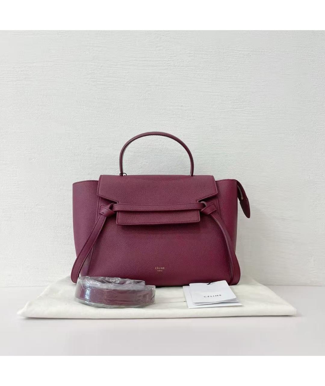 CELINE Бордовая кожаная сумка через плечо, фото 2