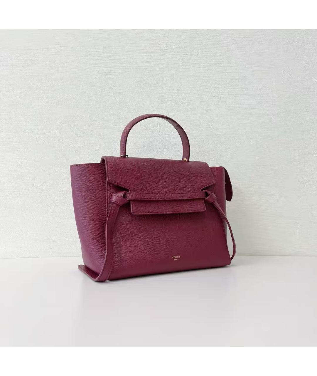 CELINE Бордовая кожаная сумка через плечо, фото 5