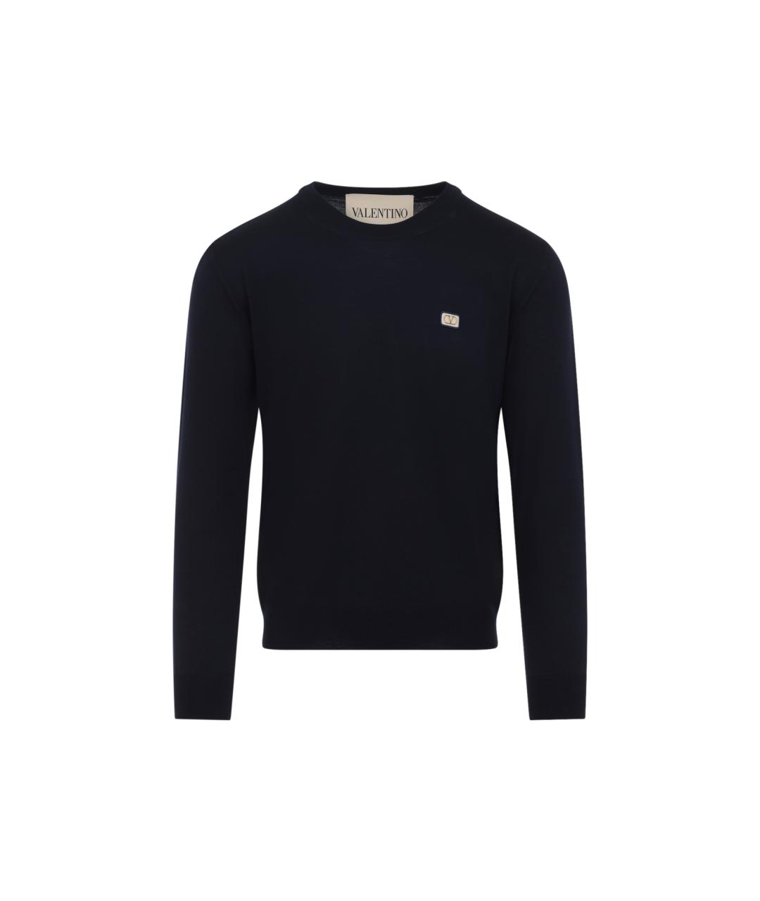 VALENTINO Темно-синий шерстяной джемпер / свитер, фото 1