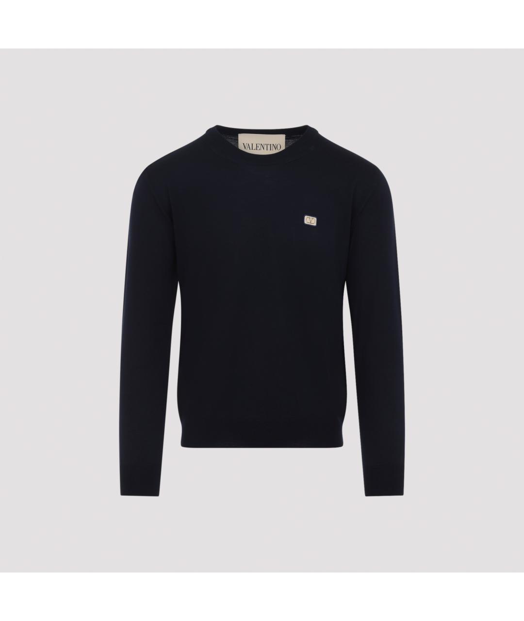 VALENTINO Темно-синий шерстяной джемпер / свитер, фото 3