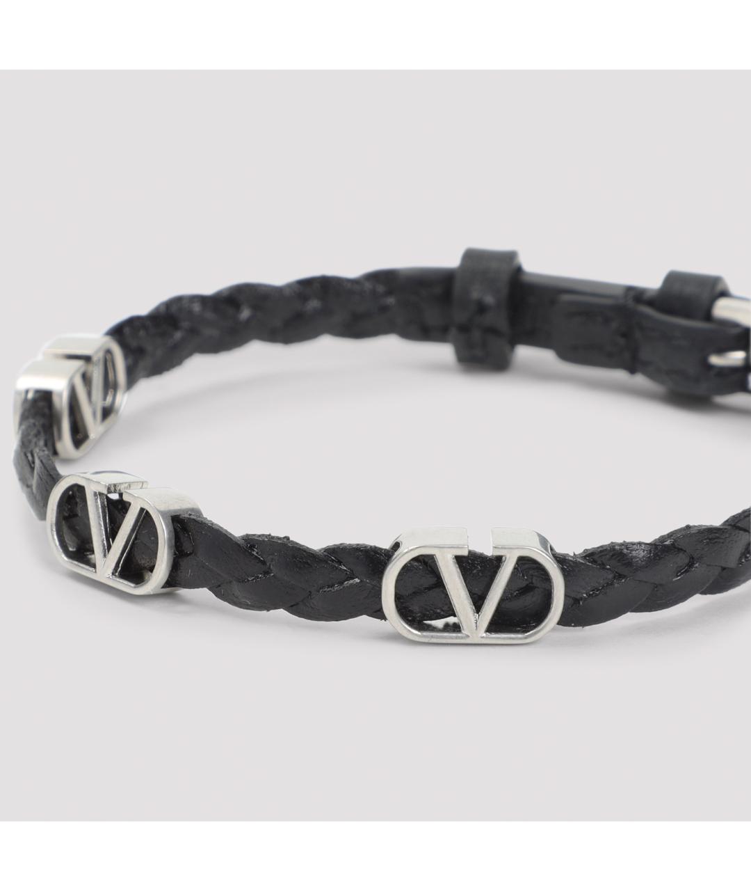 VALENTINO Черный кожаный браслет, фото 5
