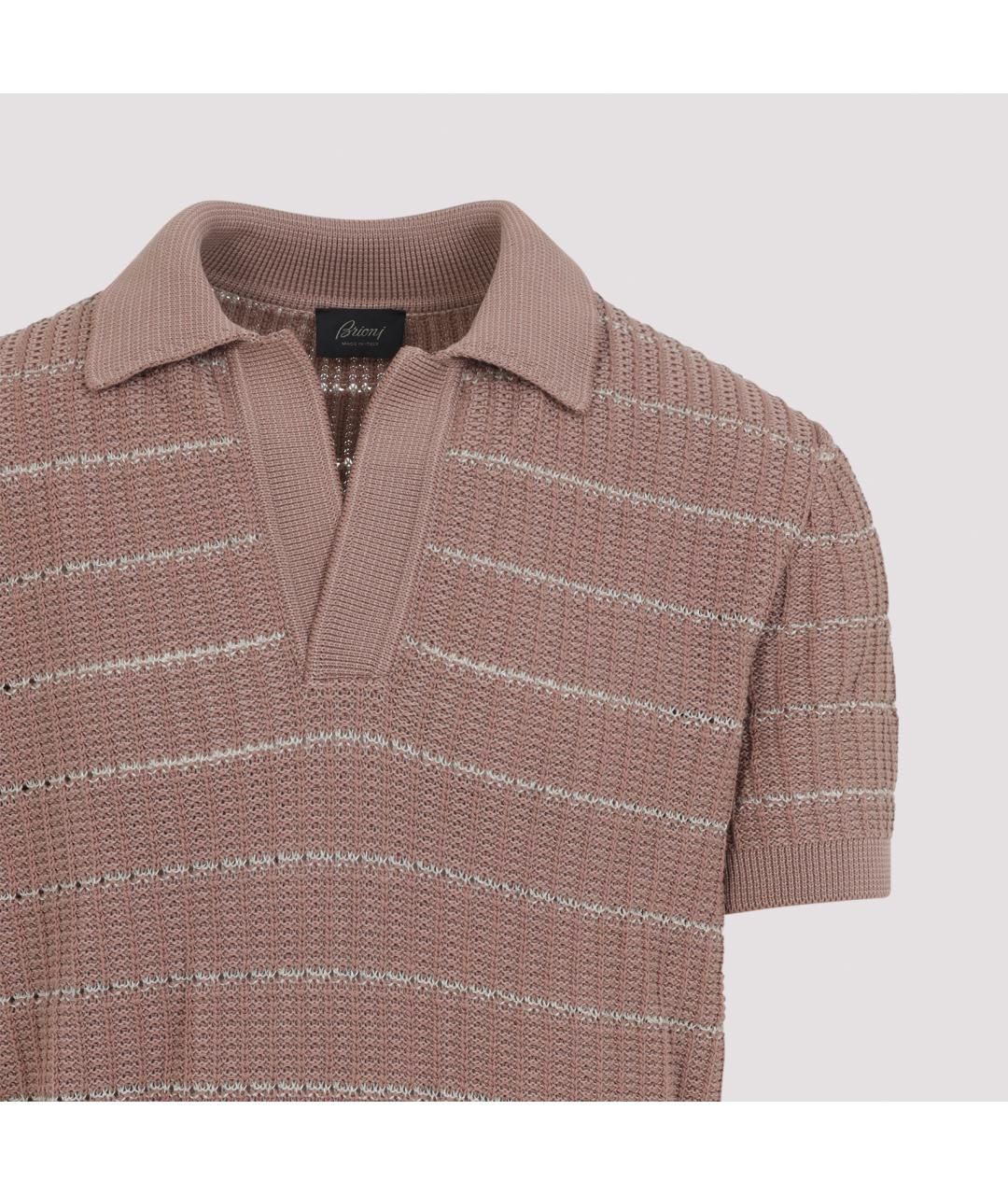 BRIONI Розовое хлопковое поло с коротким рукавом, фото 5