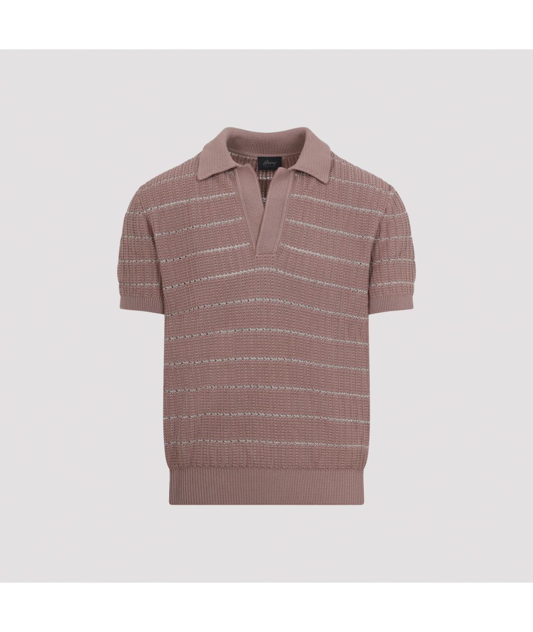 BRIONI Розовое хлопковое поло с коротким рукавом, фото 3