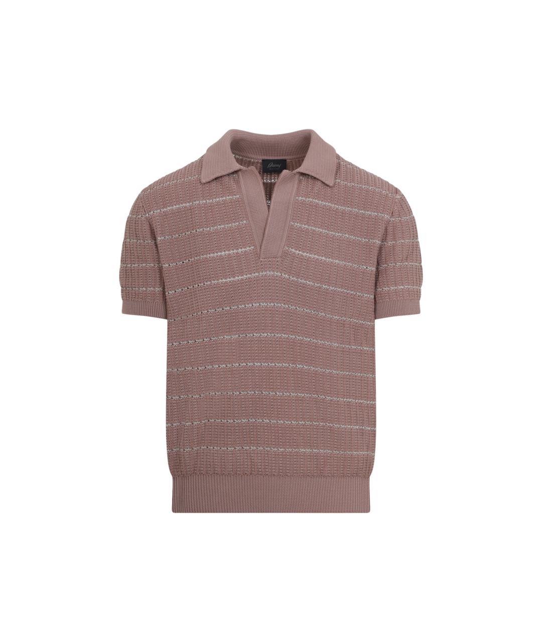 BRIONI Розовое хлопковое поло с коротким рукавом, фото 1