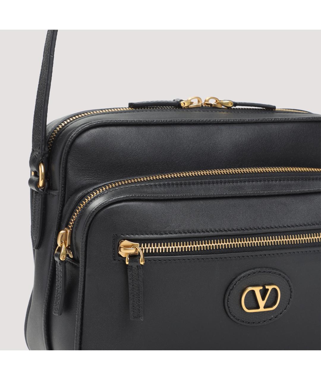 VALENTINO Черная кожаная сумка на плечо, фото 5