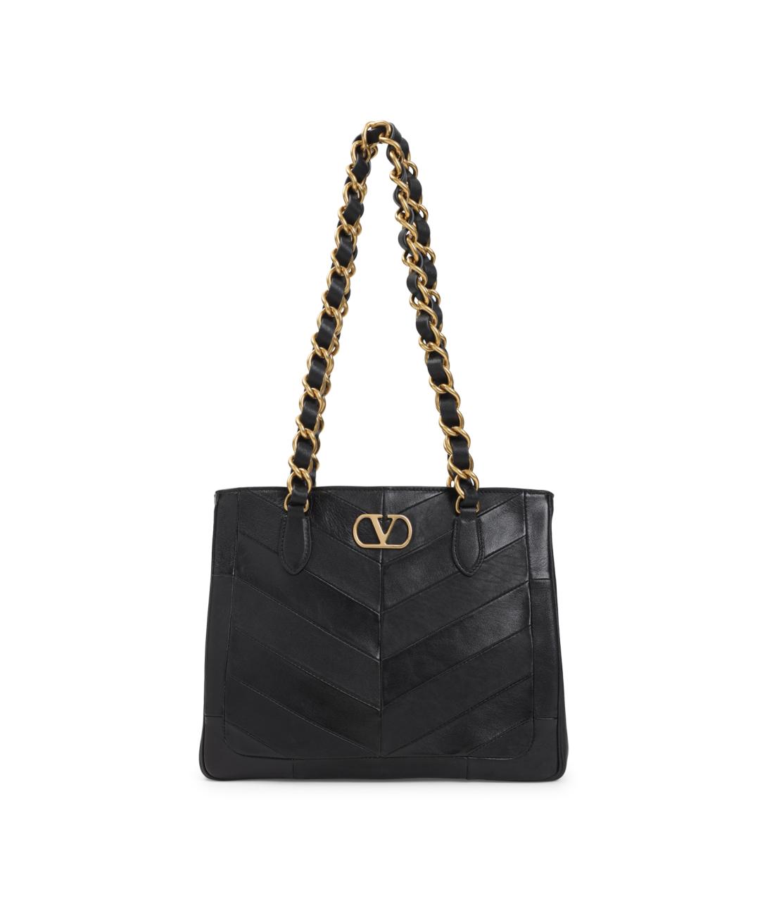 VALENTINO Черная кожаная сумка тоут, фото 1