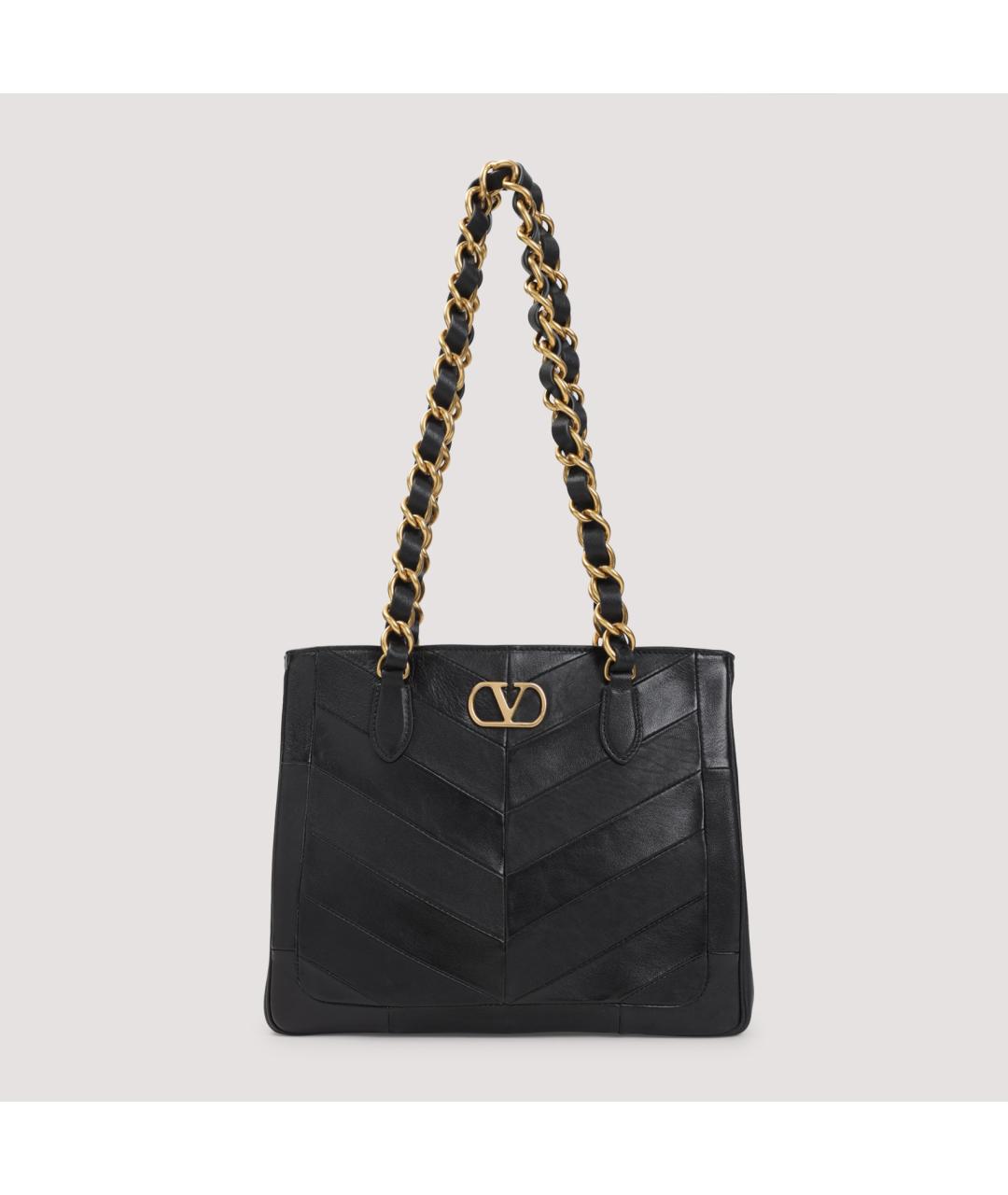 VALENTINO Черная кожаная сумка тоут, фото 2