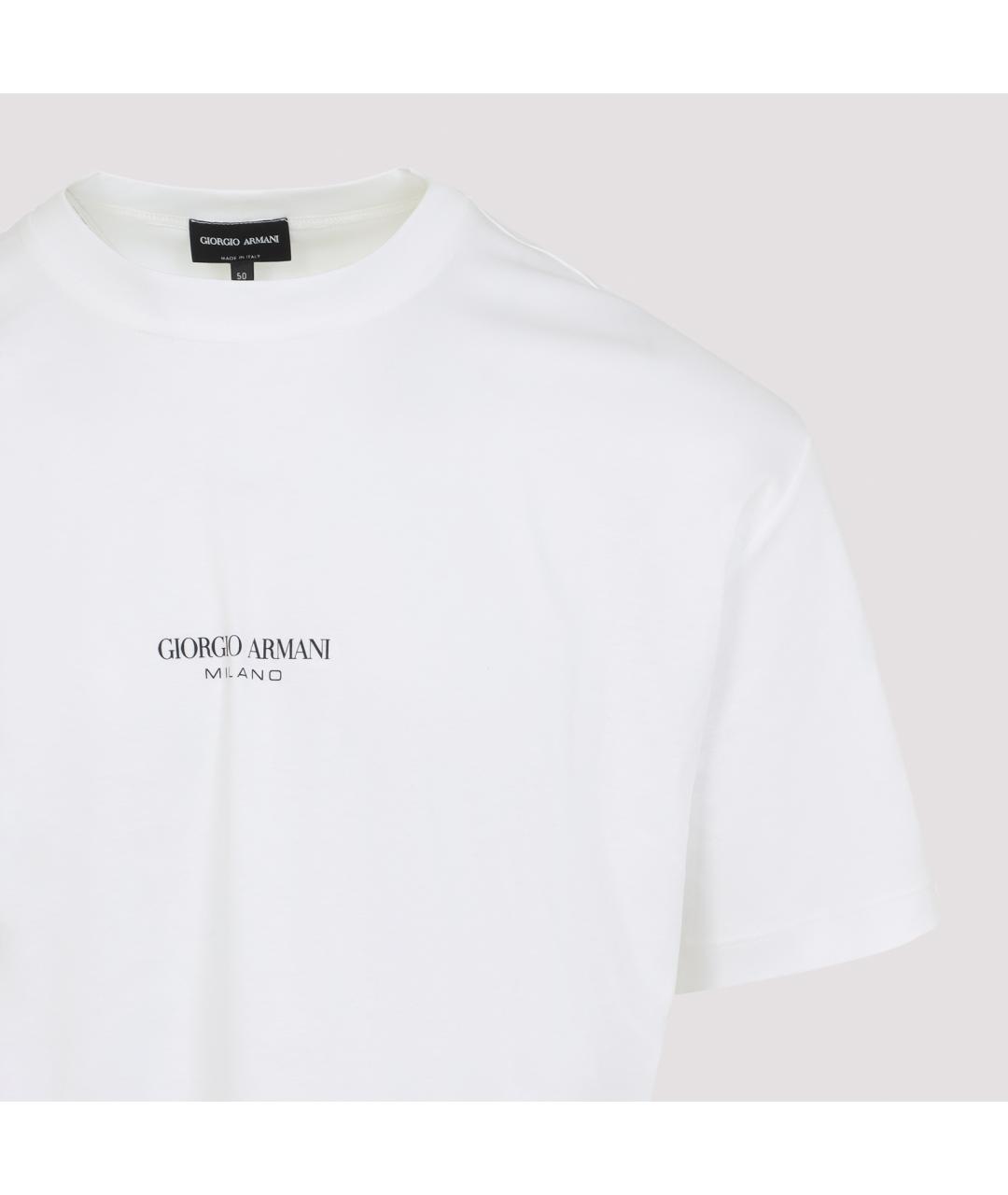 GIORGIO ARMANI Белая хлопковая футболка, фото 5