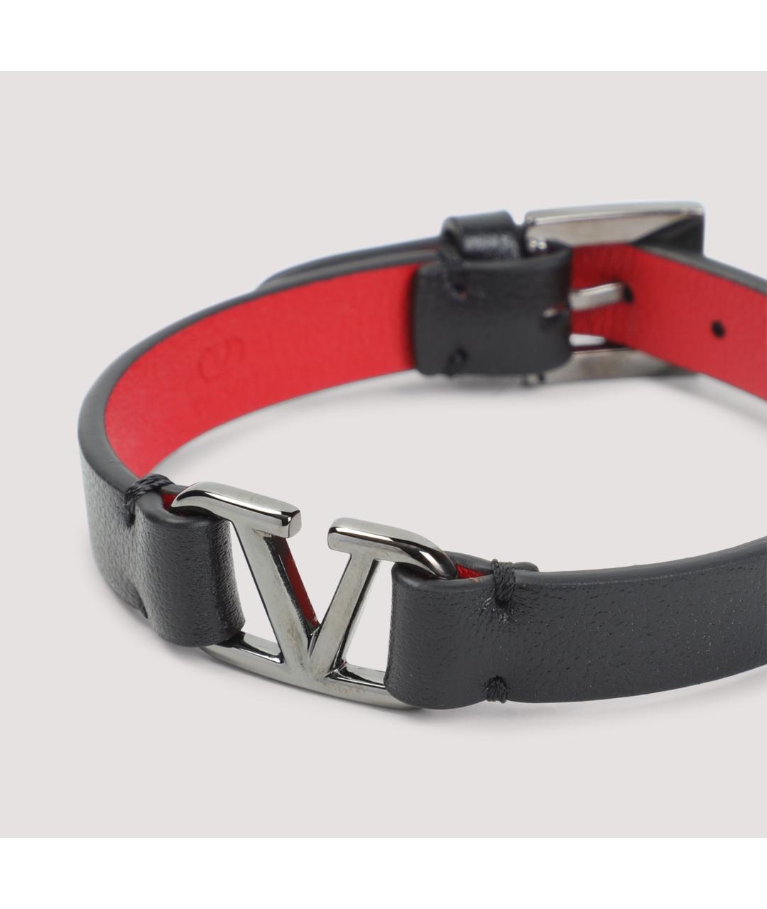 VALENTINO Черный кожаный браслет, фото 5