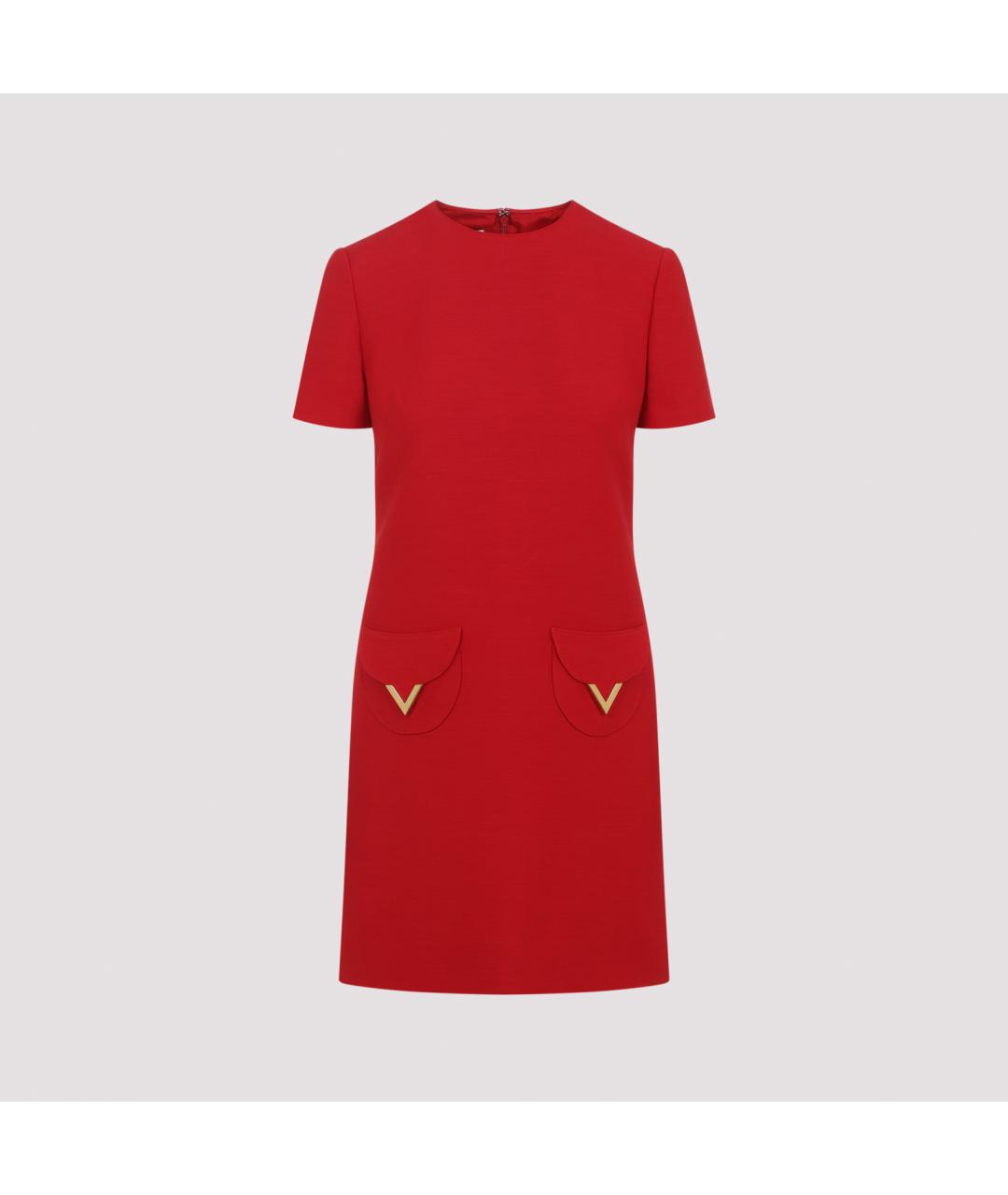 VALENTINO Красное шерстяное повседневное платье, фото 2