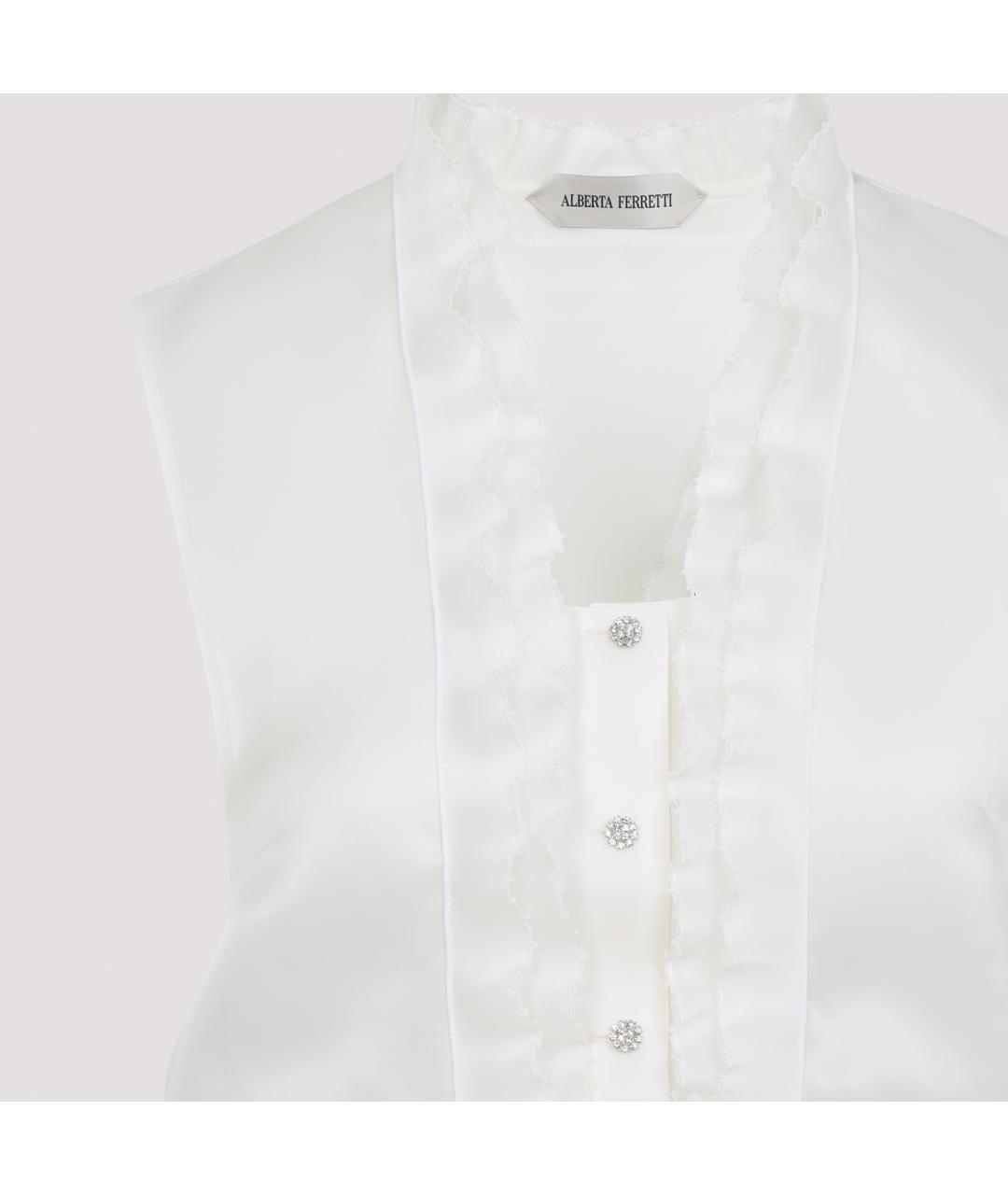 ALBERTA FERRETTI Бежевая шелковая блузы, фото 5