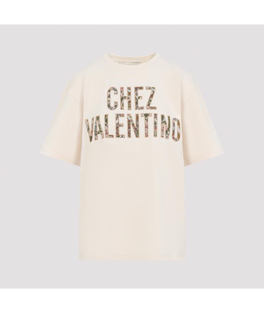 VALENTINO Бежевая хлопковая футболка, фото 3