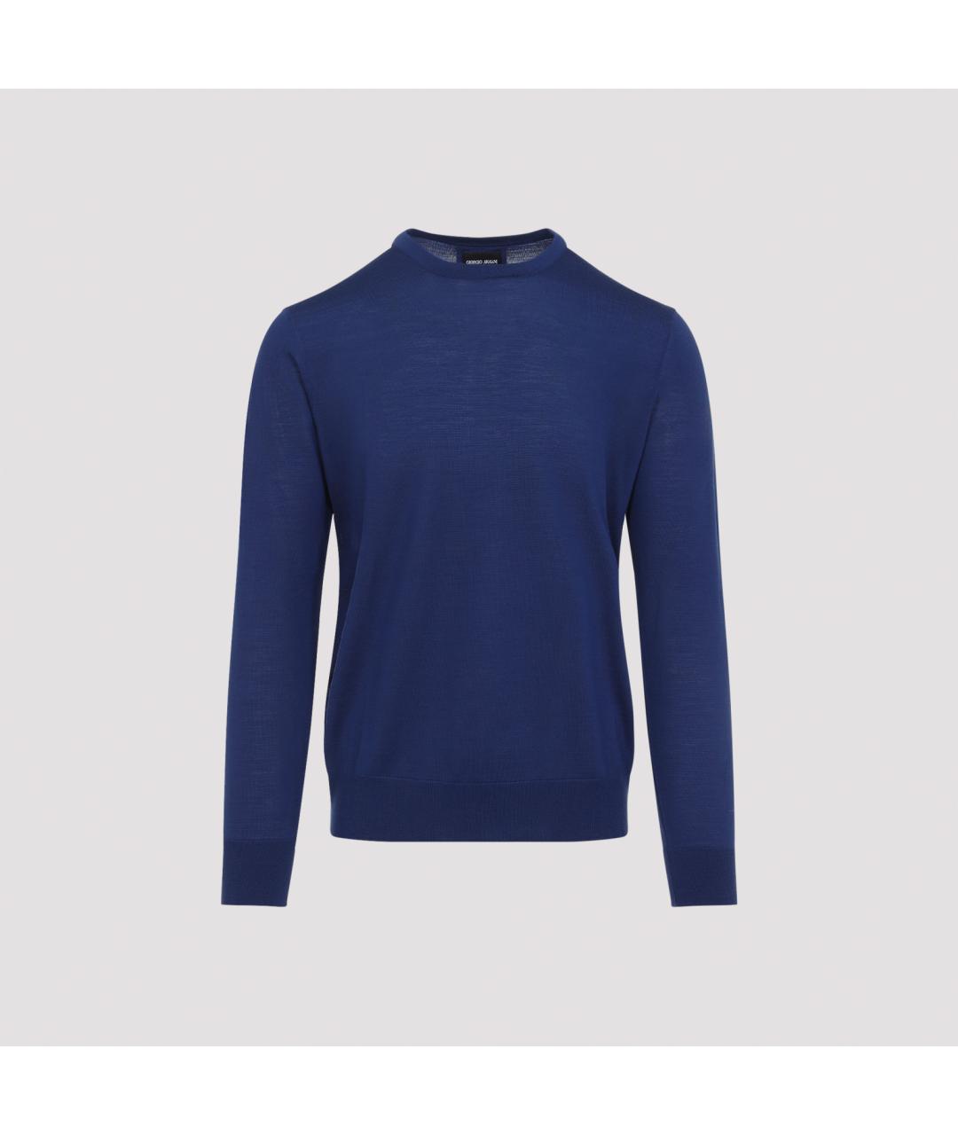 GIORGIO ARMANI Синий шерстяной джемпер / свитер, фото 2