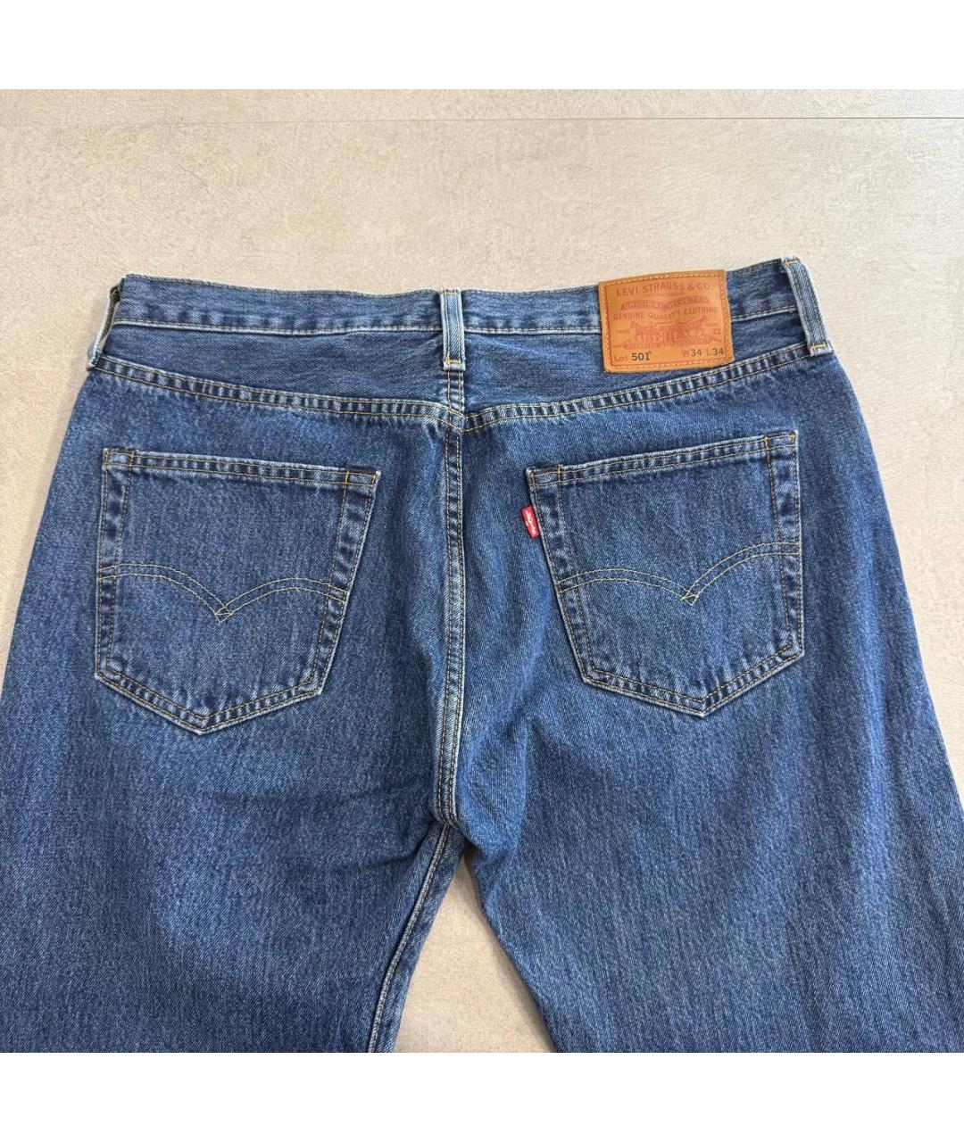 LEVI'S Синие хлопковые прямые джинсы, фото 3