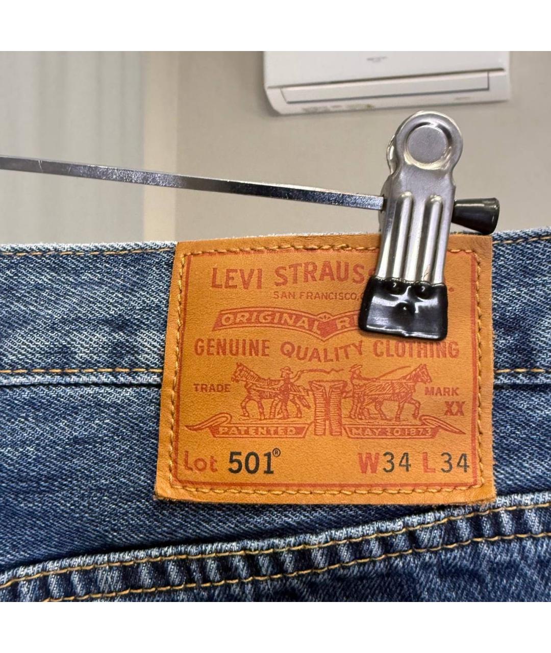 LEVI'S Синие хлопковые прямые джинсы, фото 4